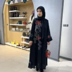 عبای پیراهنی پیچک گل زرشکی