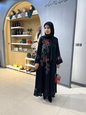 عبای پیراهنی پیچک گل زرشکی